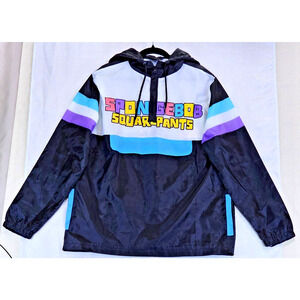 SpongeBob SquarePants Nickelodeon Pullover Windbreaker 1/4 Zip Jacket w Hood XL